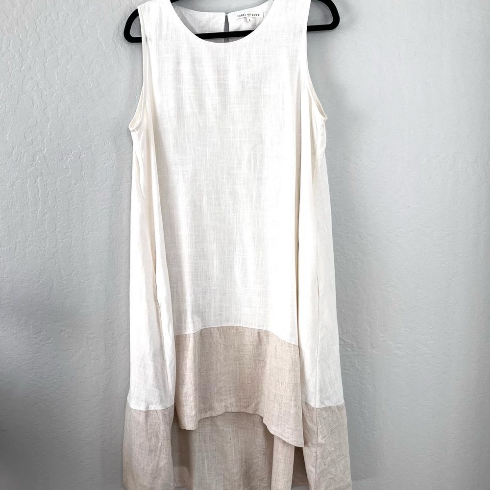 Label of Love Australia Linen Blend Dress L | Lagenlook Boho Coastal Midi Tank - Picture 2 of 9